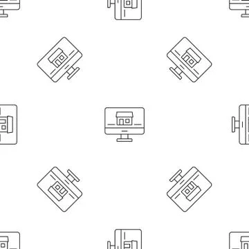Monitor house security pattern seamless vector 스톡 일러스트