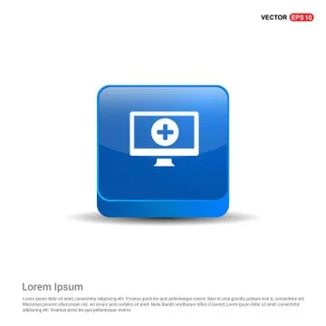 Monitor icon  - 3d Blue Button Stock Illustration