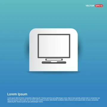 Monitor icon  - Blue Sticker button Stock Illustration