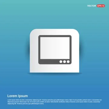 Monitor icon - Blue Sticker button Stock Illustration