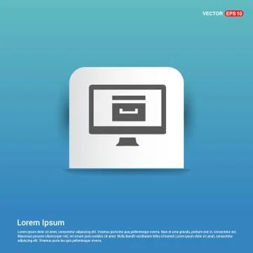 Monitor icon  - Blue Sticker button Stock Illustration