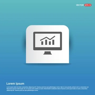 Monitor icon - Blue Sticker button Illustrazione stock