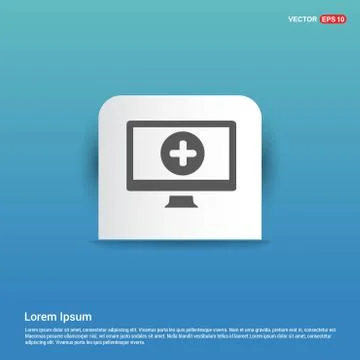 Monitor icon  - Blue Sticker button Stock Illustration