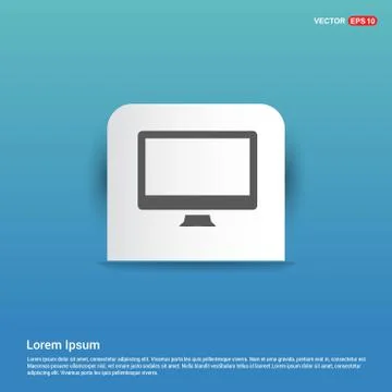 Monitor icon - Blue Sticker button Stock Illustration