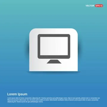 Monitor icon - Blue Sticker button Stock Illustration