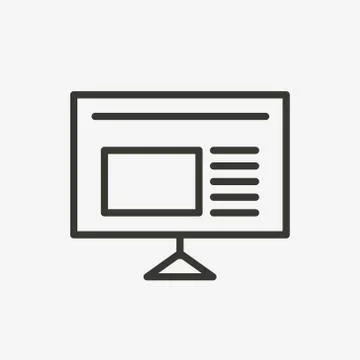 Monitor icon for computer tv Stock Illustration