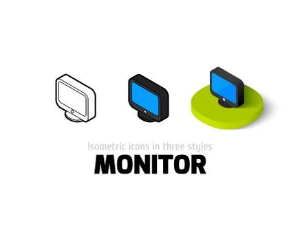 Monitor icon in different style Illustrazione stock