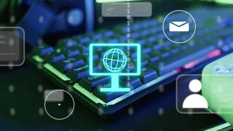 Monitor icon fading in starting HUD, keys hosting floating icons and running Stock Footage 335465524