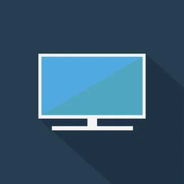 Monitor icon , Flat design style, vector illustration. long shadow icon. Stock Illustration