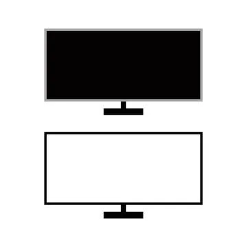 Monitor icon in flat style with background. Stock Illustration