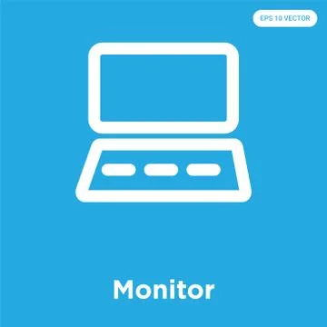 Monitor icon isolated on blue background Free Stock Illustration