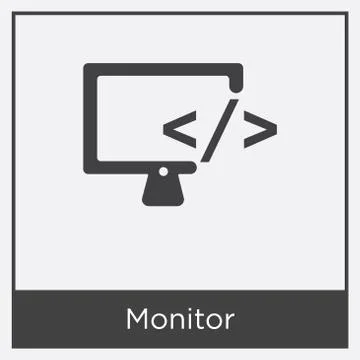 Monitor icon isolated on white background Free Stock Illustration