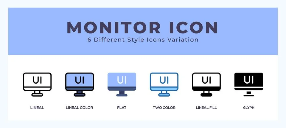 Monitor icon set. Design elements for logo Stock Illustration