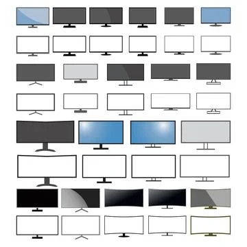Monitor icon set in trendy flat design. Stock Illustration