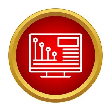 Monitor icon showing a web page with charts and text content Stock Illustration