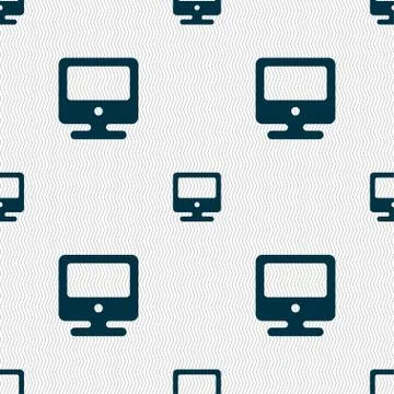 Monitor icon sign. Seamless pattern with geometric texture. Vector 库存插图