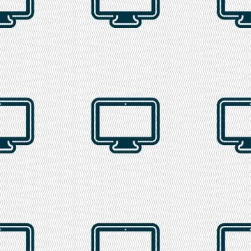 Monitor icon sign. Seamless pattern with geometric texture. Vector イラスト素材