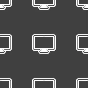 Monitor icon sign. Seamless pattern on a gray background. Vector Stock Illustration
