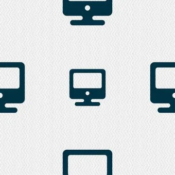 Monitor icon sign. Seamless pattern with geometric texture. イラスト素材