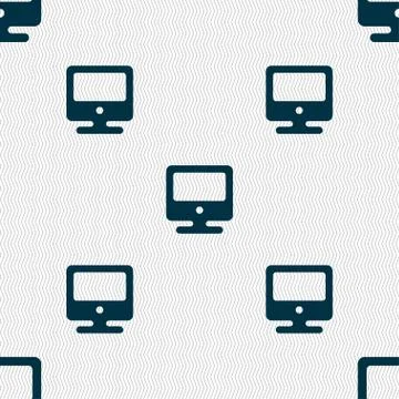 Monitor icon sign. Seamless pattern with geometric texture. イラスト素材