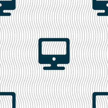 Monitor icon sign. Seamless pattern with geometric texture. Stockillustratie