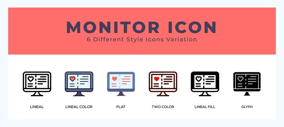 Monitor icon symbol. isolated. vector illustration with different styles Stock Illustration