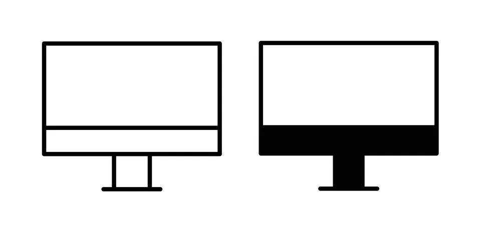 Monitor icon thin line and clipart style vector set Stock Illustration