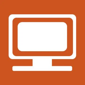 Monitor icon in trendy flat style isolated on red background. Vector Stock Illustration