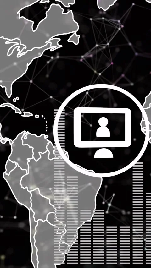 Monitor icon with user avatar moving west on data pulse, equalizer animating, Stock Footage 330260628