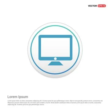 Monitor icon  - white circle button Illustrazione stock