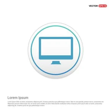 Monitor icon - white circle button Illustrazione stock