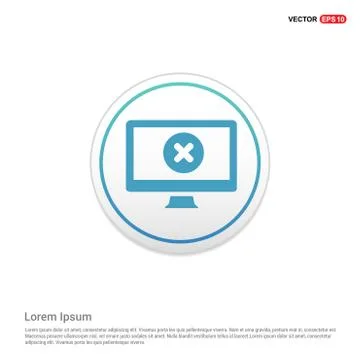 Monitor icon  - white circle button Illustrazione stock
