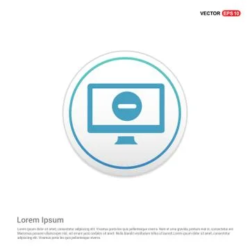Monitor icon  - white circle button Stock Illustration
