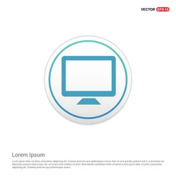 Monitor icon  - white circle button Illustrazione stock