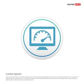 Monitor icon  - white circle button Stock Illustration