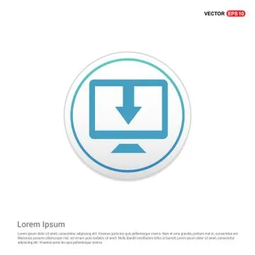 Monitor icon  - white circle button Illustrazione stock