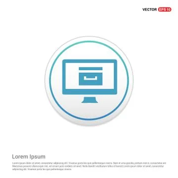 Monitor icon  - white circle button Illustrazione stock