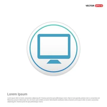 Monitor icon - white circle button Stock Illustration