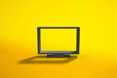 Monitor icon in yellow background. 3D rendering. Stock Illustration