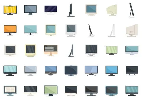 Monitor icons set flat vector. Computer screen Stock Illustration