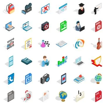 Monitor icons set, isometric style Stock-Illustration