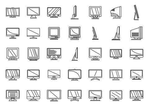 Monitor icons set outline vector. Computer screen イラスト素材