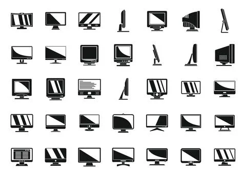 Monitor icons set simple . Computer screen Illustrazione stock