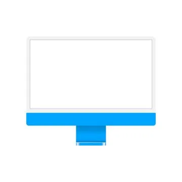 Monitor iMac 24 new. Realistic blue monitor iMac 2021 for computer. Personal Stock Illustration