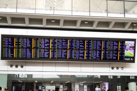 Monitor information schedule of arrival or departure for local people trave.. Stock Photos