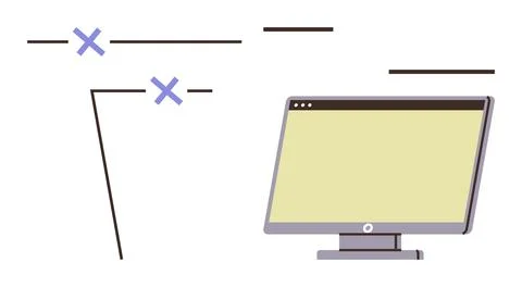 Monitor with Interface Layout Elements Representing Digital Design Process and Stock Illustration