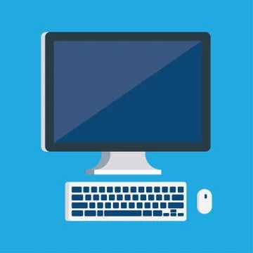 Monitor with keyboard and computer mouse Stock Illustration