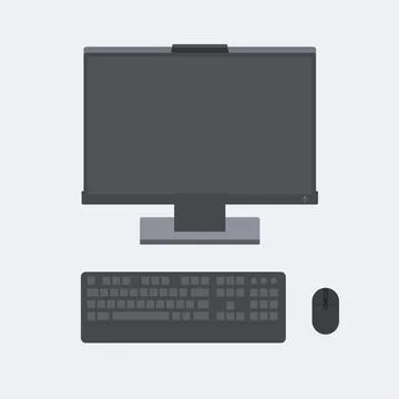 Monitor keyboard and mouse flat style Stock Illustration