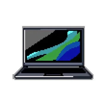Monitor laptop computer pixel art vector illustration Stock Illustration