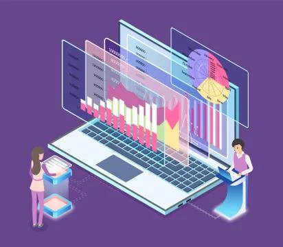 Monitor of Laptop with Digital Information Vector Illustrazione stock